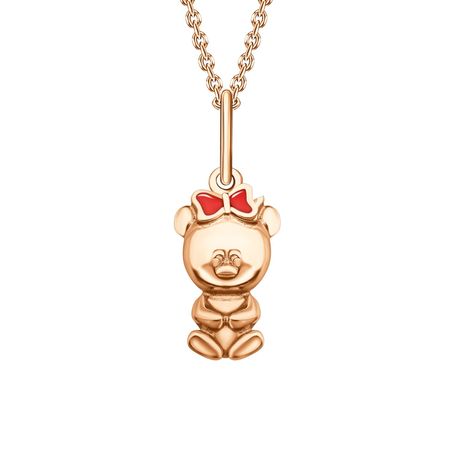 Золотая детская подвеска Мишка с эмалью