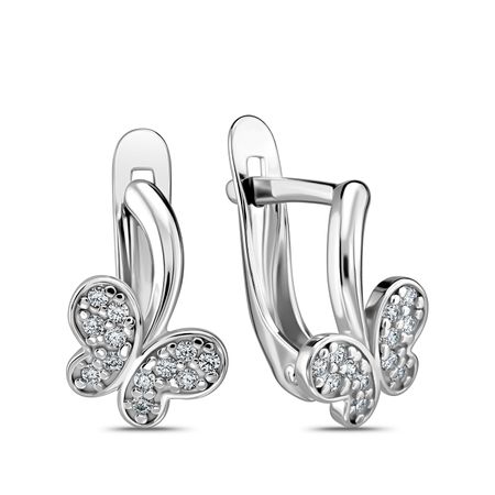 Серебряные детские серьги Бабочка с фианитами и родированием мебельные петли naierdi мини бабочка бронзовые золотые серебряные 30 шт