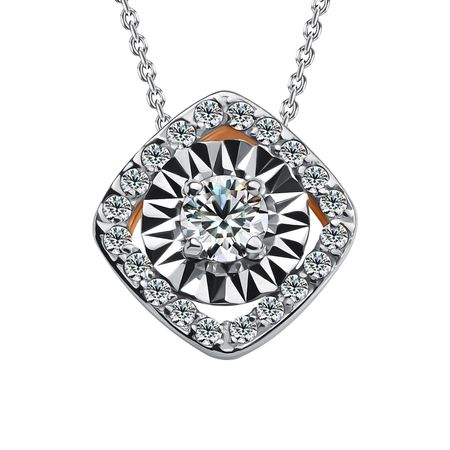 Золотая подвеска с бриллиантами и алмазной гранью с родированием