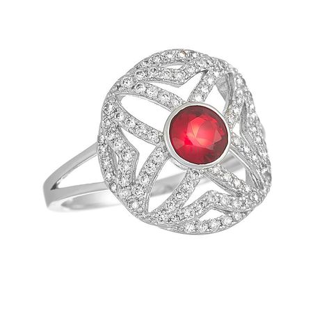 Кольцо из серебра с кварцем и фианитами