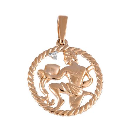 Золотая подвеска с фианитом со знаком зодиака Водолей