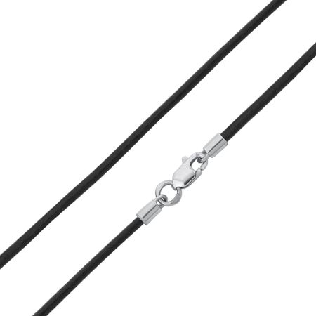 Каучуковый шнурок с серебряным замком и родированием