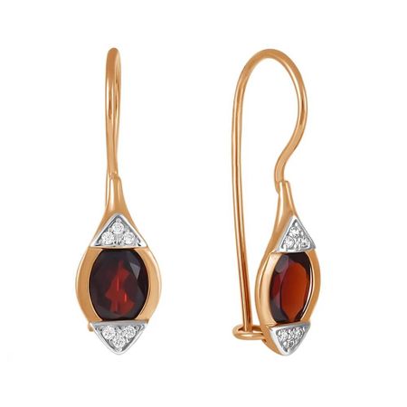 Серьги детские TALANT из золота с гранатом и фианитами