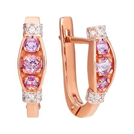 Серьги из золота с аметистами и фианитами