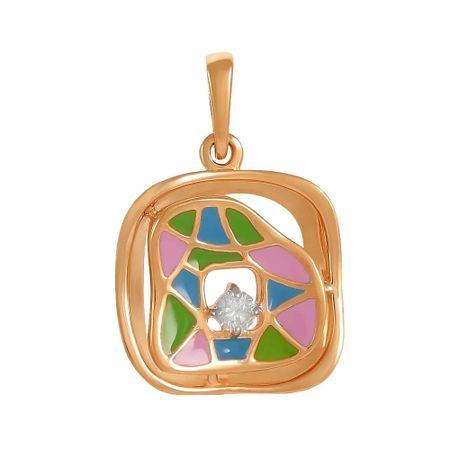 Золотая подвеска с эмалью и бриллиантом