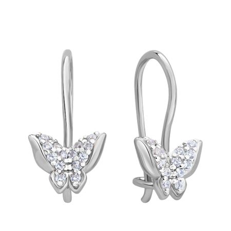 Серьги детские TALANT Бабочка из серебра с фианитами