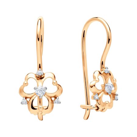 Серебряные детские серьги с фианитами и позолотой