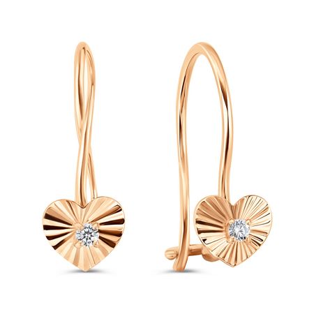 Золотые детские серьги с фианитами и алмазной гранью