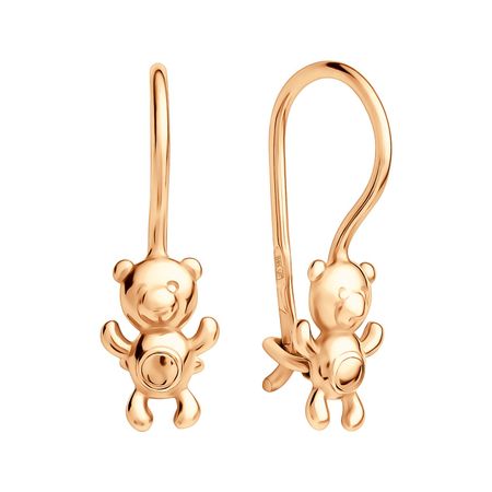 Золотые детские серьги Медведь маша и медведь