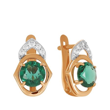 Серьги из золота с кварцем и фианитами