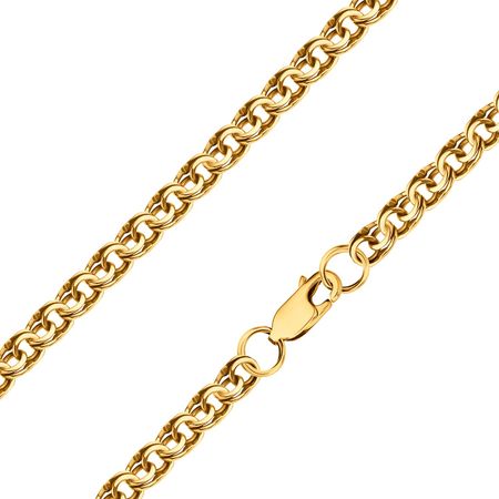 Серебряная цепочка ручного плетения Бисмарк с позолотой