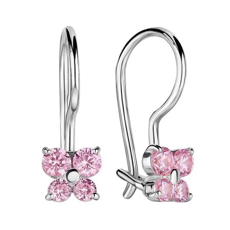 Серьги детские Бабочки из серебра с фианитами