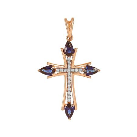 Подвеска-крестик TALANT из золота с сапфирами и бриллиантами