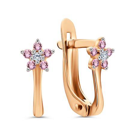 Золотые детские серьги Цветок с фианитами