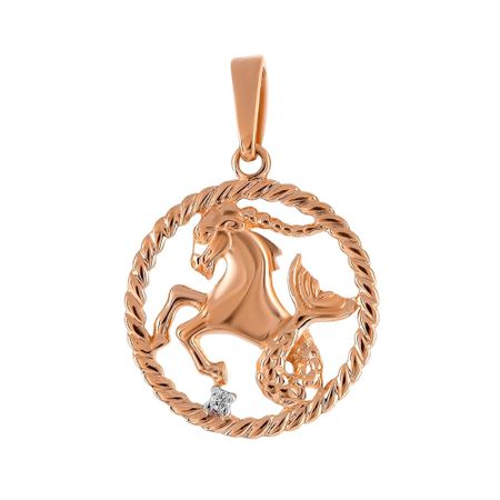 Золотая подвеска с фианитом со знаком зодиака Козерог