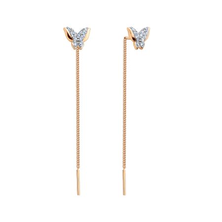 Золотые серьги Бабочка с фианитами мебельные петли naierdi мини бабочка бронзовые золотые серебряные 30 шт