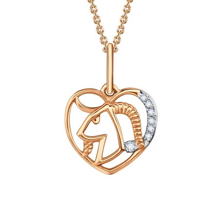 Золотая подвеска с фианитами со знаком зодиака Козерог