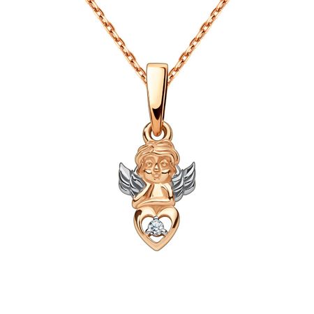 Золотая детская подвеска Ангел с фианитом