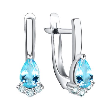 Серебряные серьги с кристаллами Swarovski и фианитами с родированием