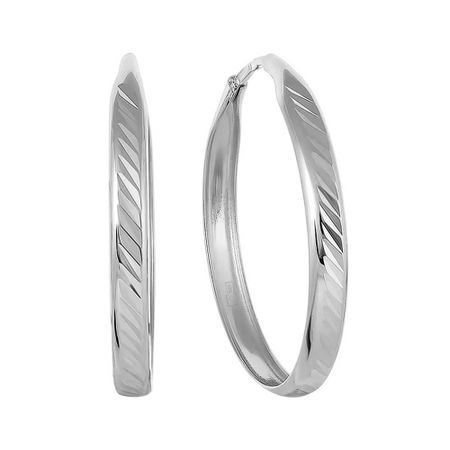 Серебряные серьги с родированием и алмазной гранью