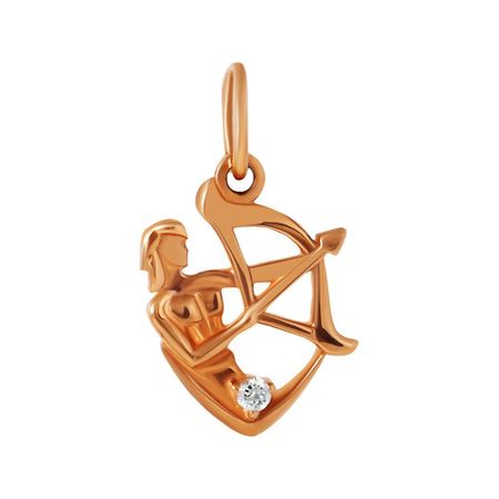 Золотая подвеска с фианитами со знаком зодиака Стрелец
