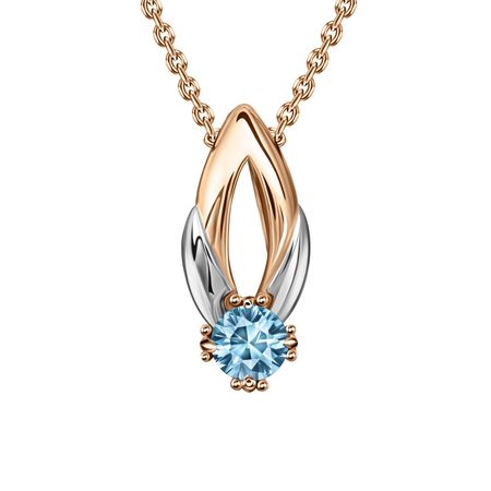 Золотая подвеска с топазом Swiss и родированием