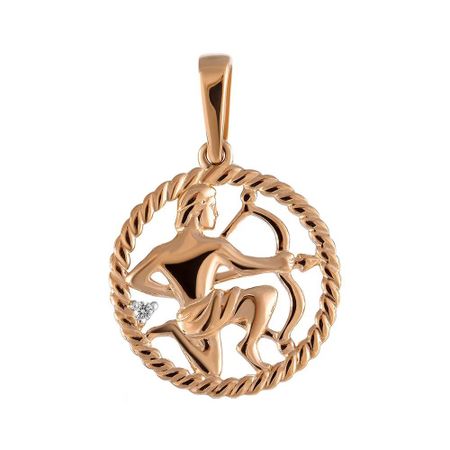 Золотая подвеска с фианитом со знаком зодиака Стрелец