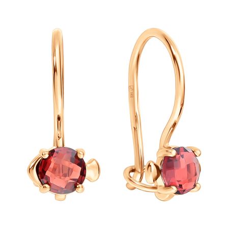 Золотые детские серьги с гранатом