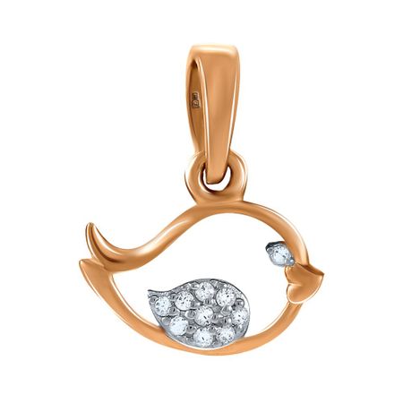 Золотая детская подвеска Птица с фианитами