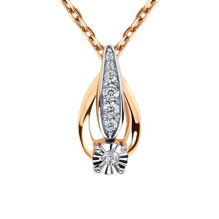 Золотая подвеска с бриллиантами и алмазной гранью с родированием