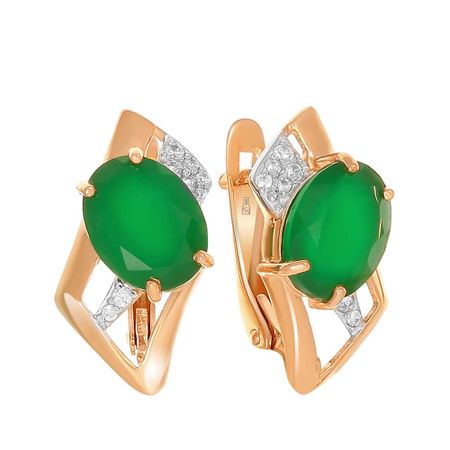 Серьги из золота с агатами и фианитами