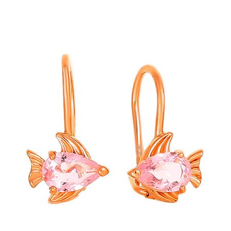 Серьги детские TALANT Рыба из золота с фианитами