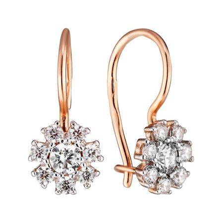 Серьги детские из золота с фианитами