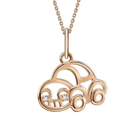 Золотая детская  подвеска Машина с фианитами