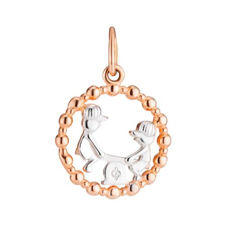 Золотая подвеска с фианитом со знаком зодиака Весы