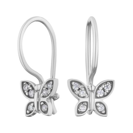 Серебряные серьги Бабочка с фианитами и родированием мебельные петли naierdi мини бабочка бронзовые золотые серебряные 30 шт