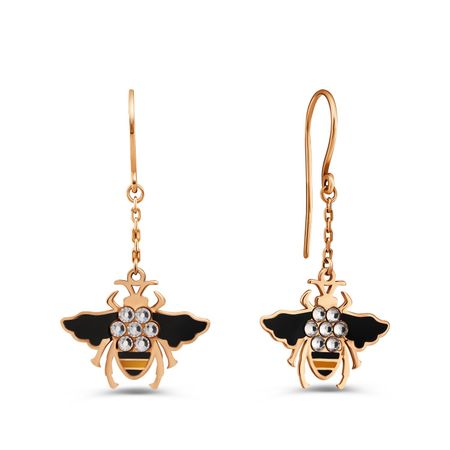 Серебряные серьги со стразами и эмалью