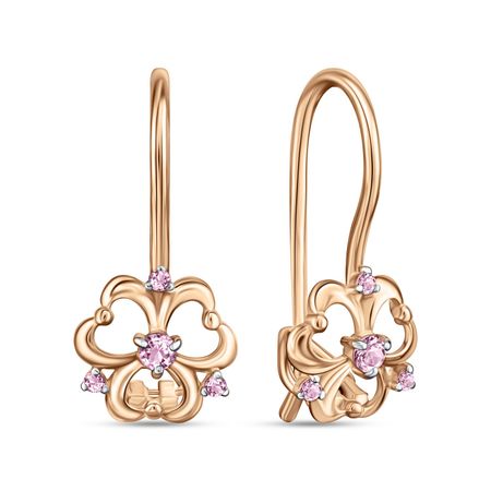 Золотые детские серьги Цветок с фианитами