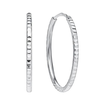 Серебряные серьги с родированием и алмазной гранью 20 мм