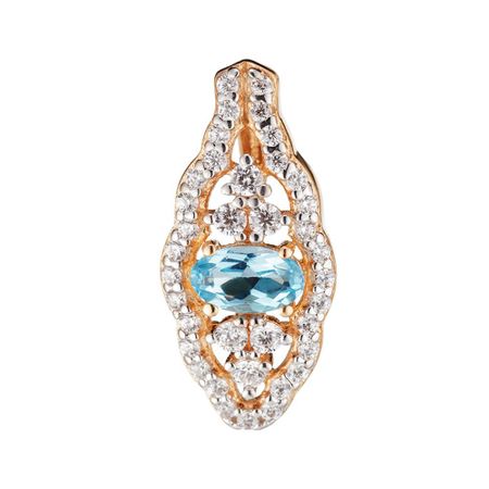 Золотая подвеска с топазом Swiss и фианитами с родированием