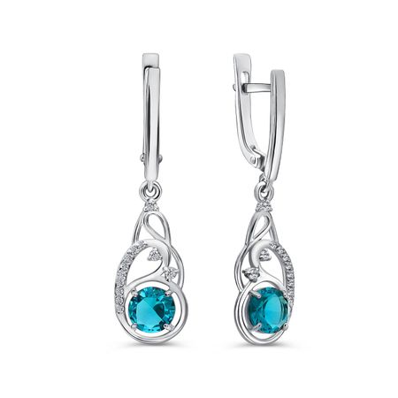 Серебряные серьги с ювелирным стеклом и фианитами