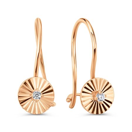 Золотые детские серьги с фианитами и алмазной гранью