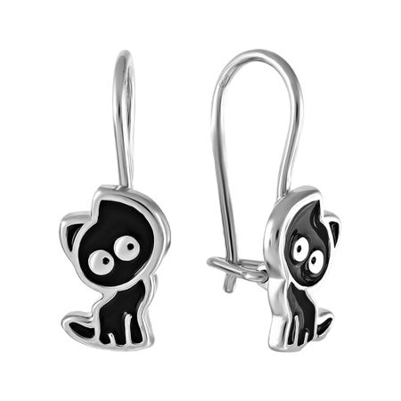Серьги детские TALANT Кошка из серебра с эмалью нюта яковлева кошка шкодя и ее маленькое королевство
