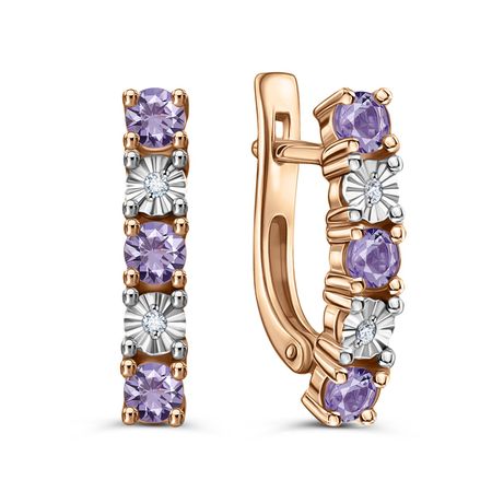 Золотые серьги с аметистами и бриллиантами