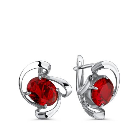 Серебряные серьги с ювелирным стеклом и родированием