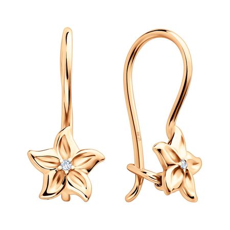 Золотые детские серьги Звезда с фианитами