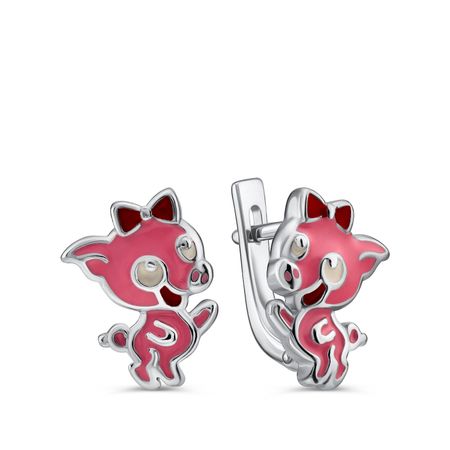 Серебряные детские серьги с эмалью и родированием