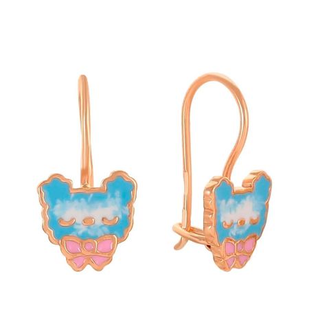 Золотые детские серьги с эмалью