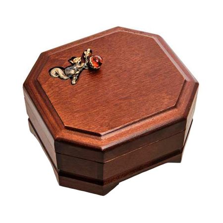 Деревянная шкатулка для ювелирных украшений Белка, 12х11 см