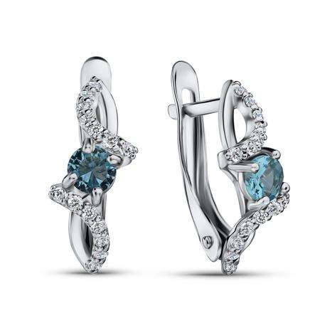 Серебряные серьги с алпанитами и фианитами